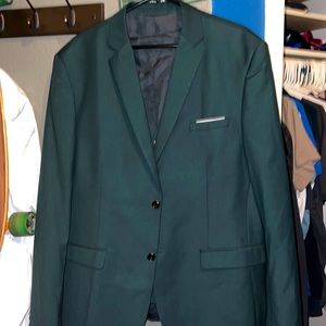Mens Formal Forest Green Suit Jacket and Vest Size XXL